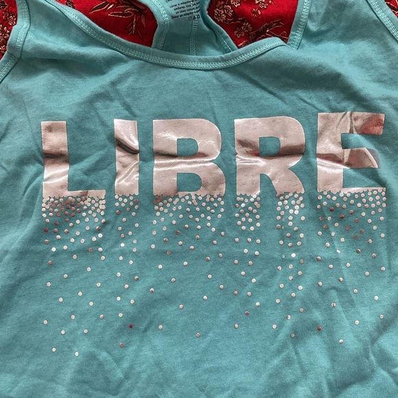 Racer back tank. Silver letters: L I B R E - Picture 2 of 4